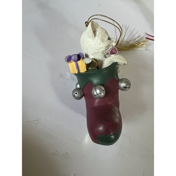 Lenox Holiday White Cat Kitten Christmas Ornaments Lot Of 2 Vintage 1998-1999 VG - Picture 4 of 11
